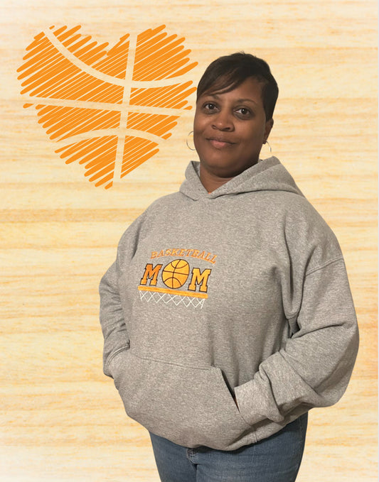 Basketball Mom Embroidered Hooded Sweatshirt