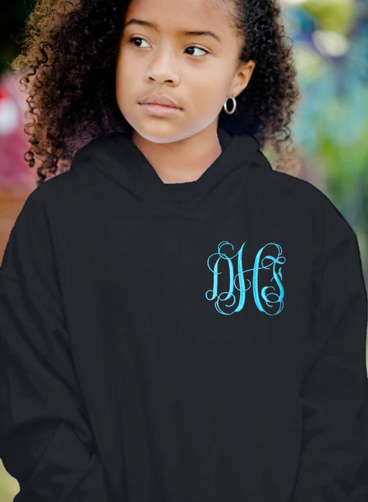 Girl's Left Chest Embroidered Hooded Sweatshirt