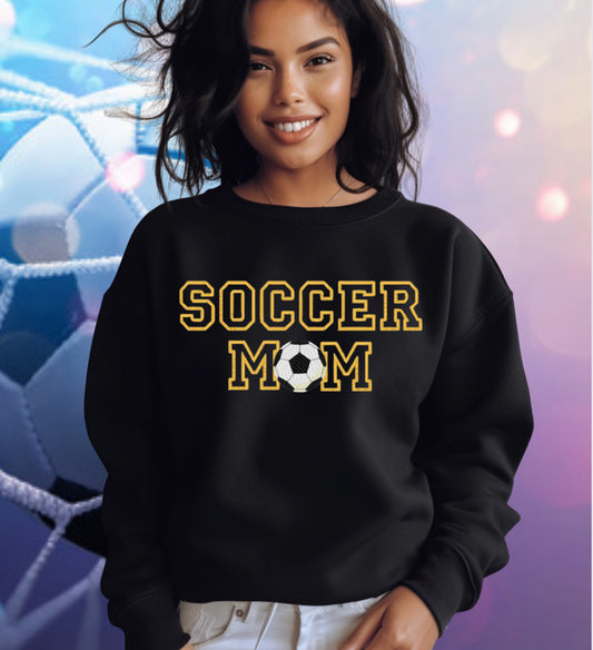 Embroidered Soccer Mom Long Sleeve T-Shirt or Crewneck