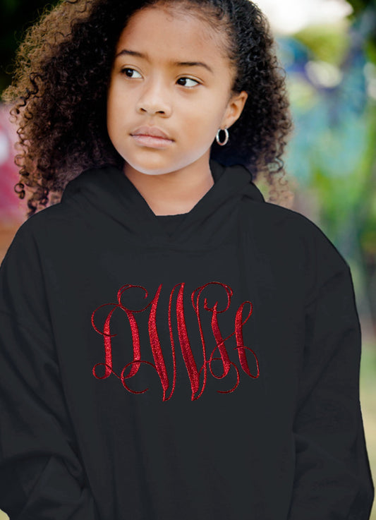 Girl's Embroidered Hooded Sweatshirt