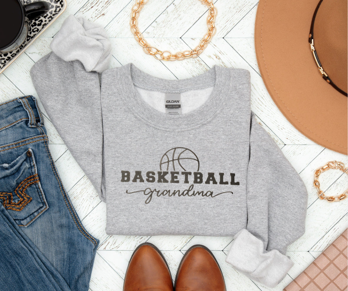 Embroidered Basketball Grandma Long Sleeve T-Shirt