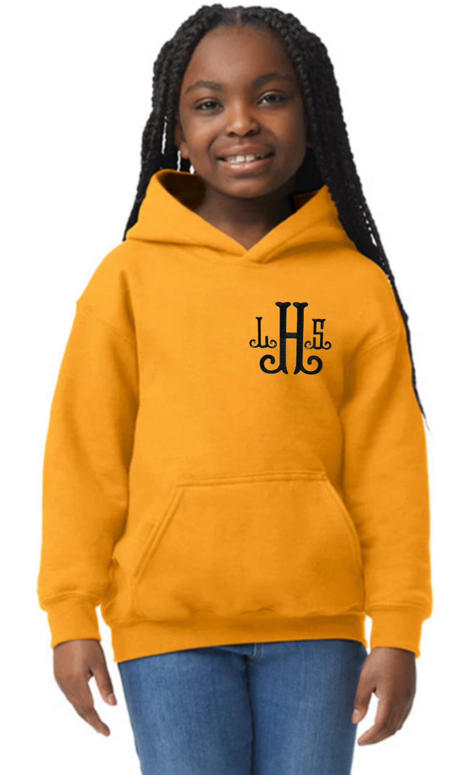 Girl's Left Chest Embroidered Hooded Sweatshirt