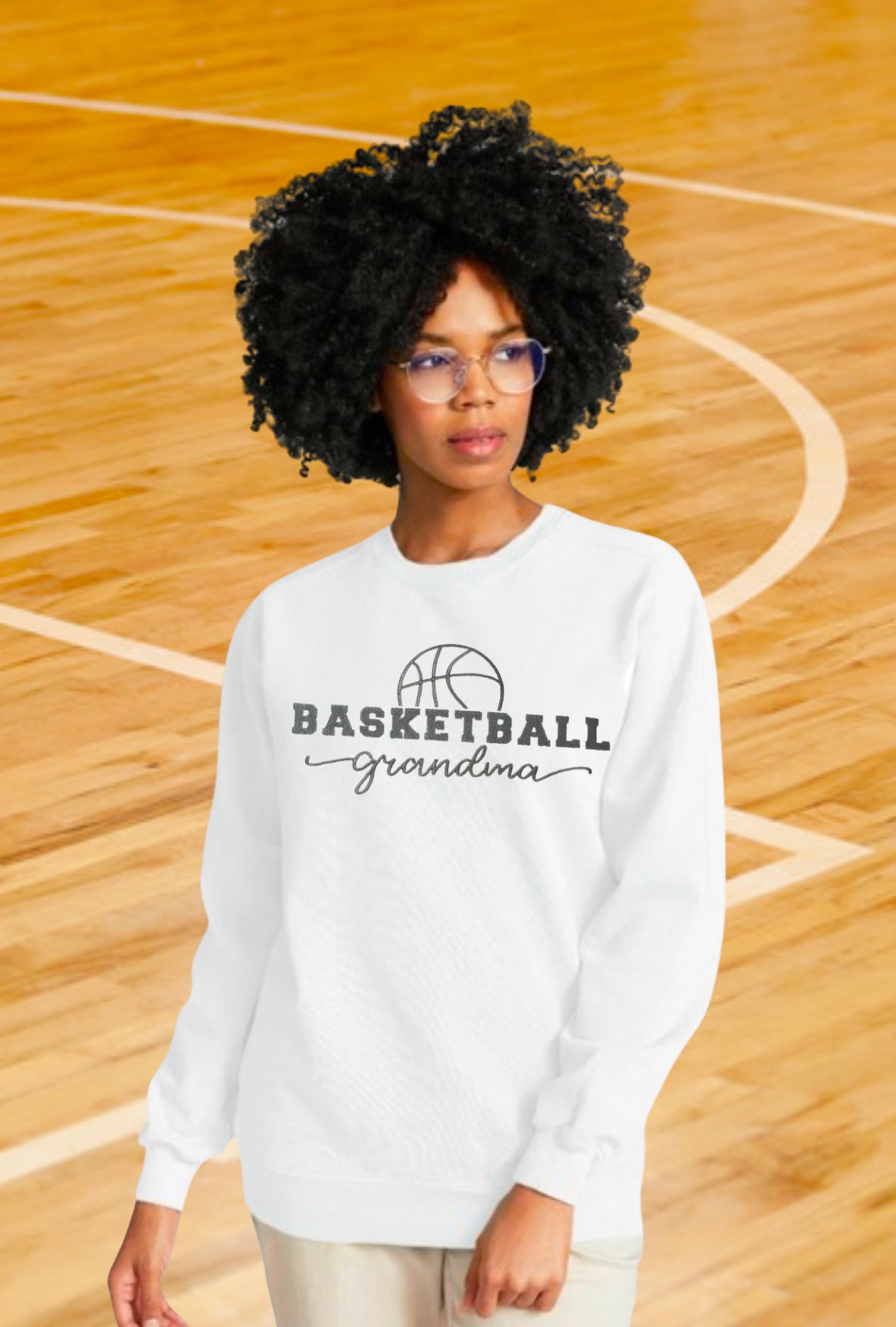 Embroidered Basketball Grandma Long Sleeve T-Shirt