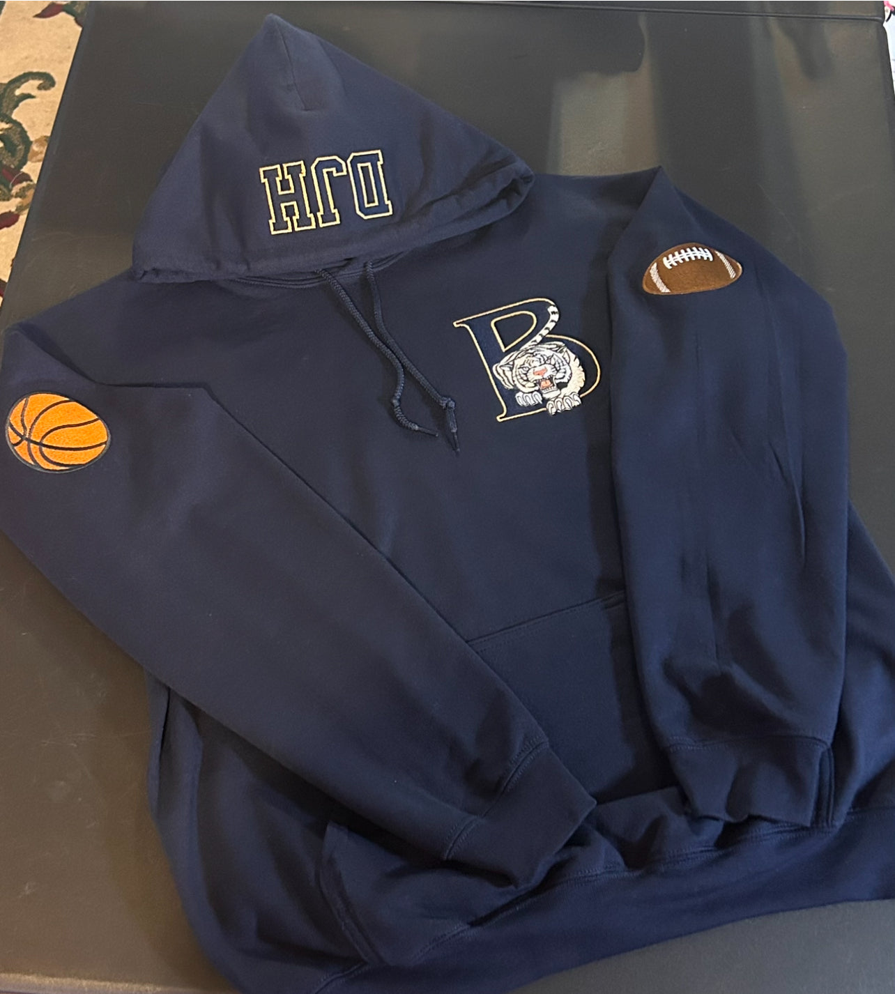 Embroidered Customized Blythewood Hoodie with optional sports patches