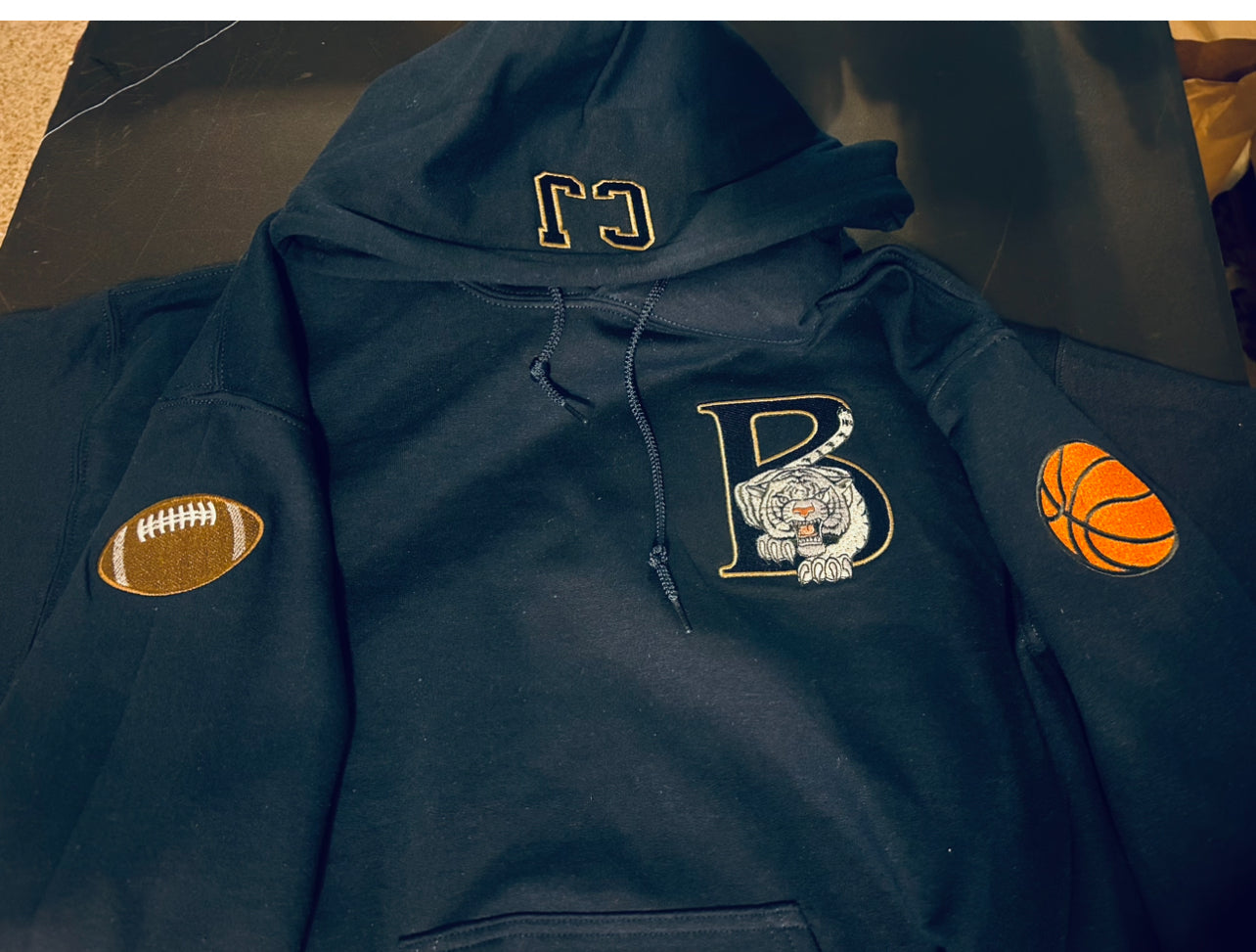 Embroidered Customized Blythewood Hoodie with optional sports patches