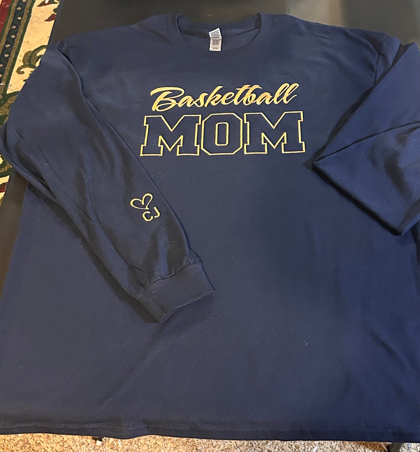 Embroidered Basketball Mom Long Sleeve T-Shirt or Crewneck