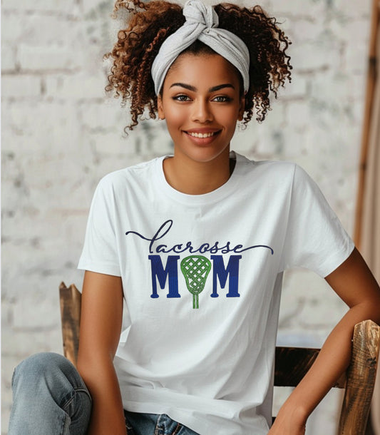 Embroidered Lacrosse Mom Short Sleeve T-Shirt