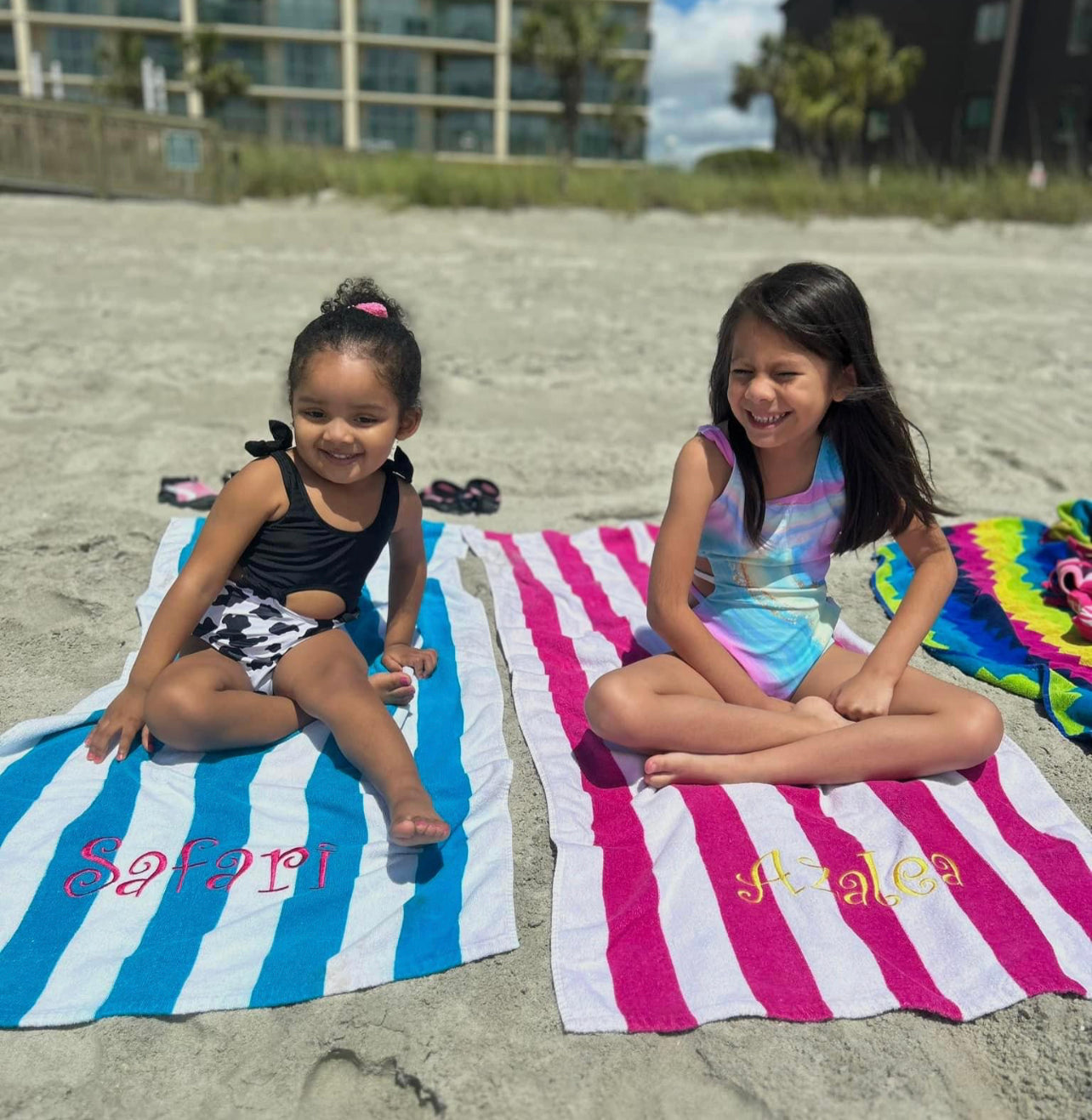 Beach towel deals with name embroidered