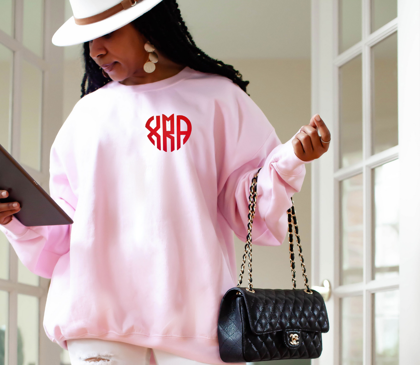 Heart Monogrammed Embroidered Crewneck Sweatshirt