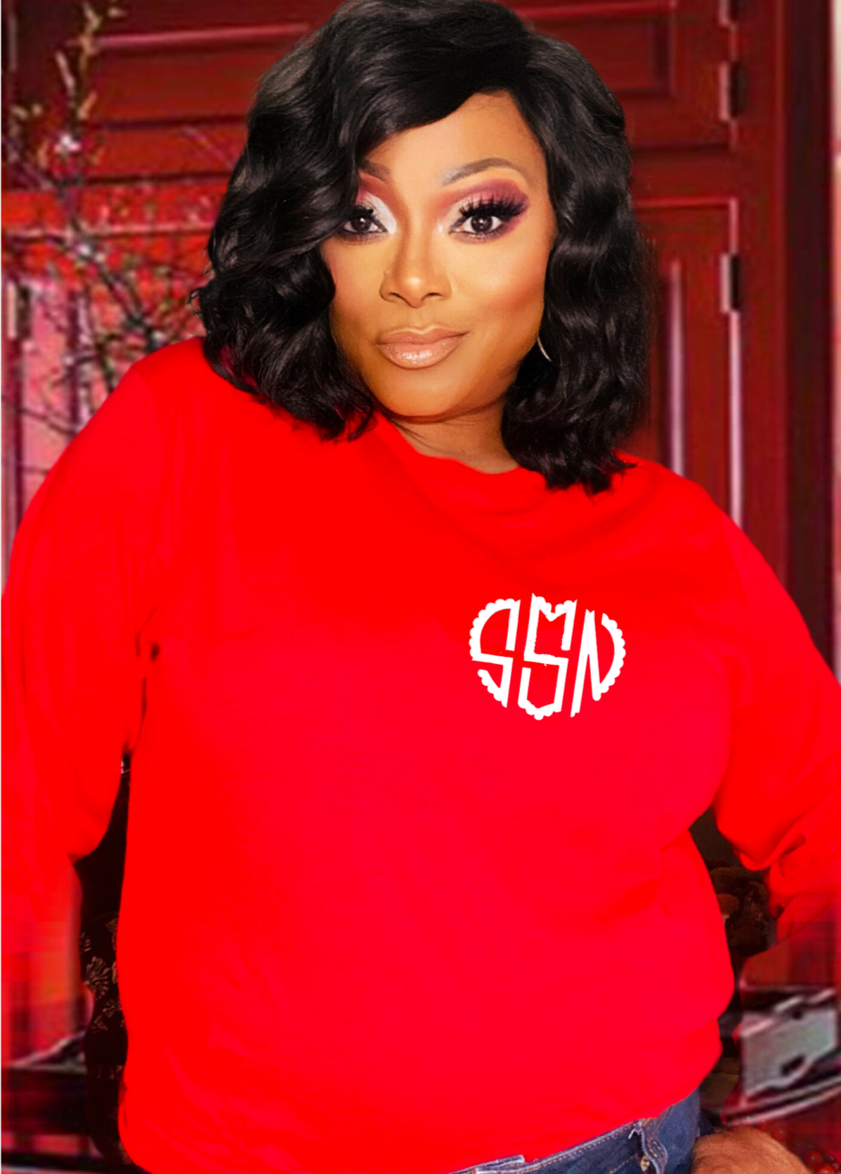 Heart Monogrammed Embroidered Crewneck Sweatshirt