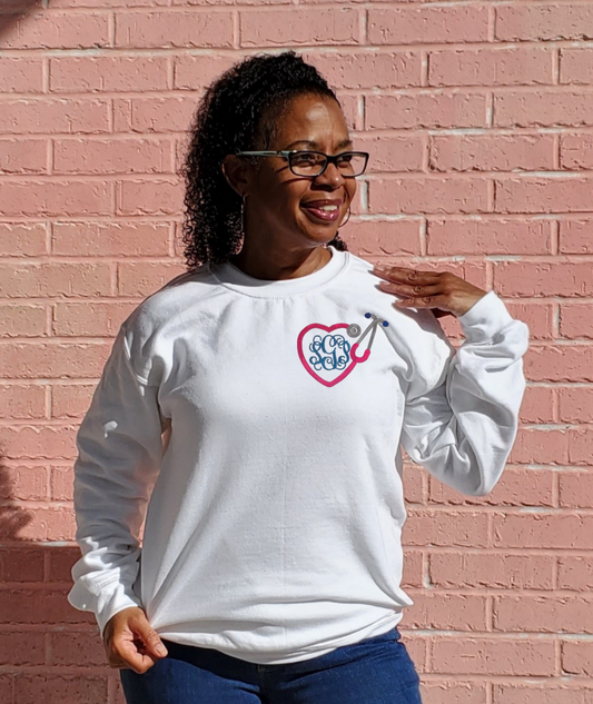 Stethescope Monogrammed Embroidered Sweatshirt