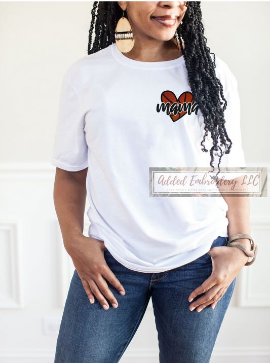 Embroidered Basketball Mama Short Sleeve T-Shirt